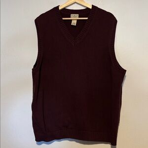 L.L. Bean XXL Cotton Knit Burgundy V-Neck Sweater Vest Maroon